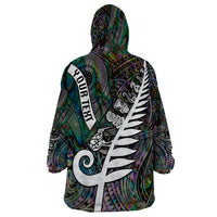 Personalized New Zealand Wearable Blanket Hoodie Aotearoa Symbols With Silver Fern LT03 - Polynesian Pride