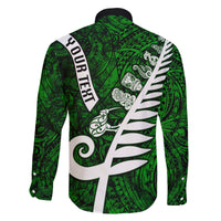 Personalized New Zealand Family Matching Summer Maxi Dress and Hawaiian Shirt Silver Fern and Maori Symbols Papua Shell Green Style LT03 - Polynesian Pride