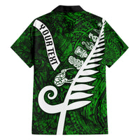 Personalized New Zealand Hawaiian Shirt Silver Fern and Maori Symbols Papua Shell Green Style LT03 - Polynesian Pride
