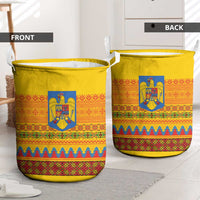Romania Merry Christmas Laundry Basket Romania Emblem Traditional Folk Art - Polynesian Pride