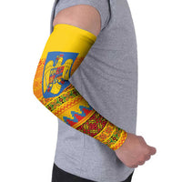 Romania Merry Christmas Arm Sleeves Romania Emblem Traditional Folk Art - Polynesian Pride