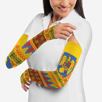 Romania Merry Christmas Arm Sleeves Romania Emblem Traditional Folk Art - Polynesian Pride