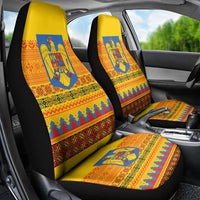 Romania Merry Christmas Car Seat Cover Romania Emblem Traditional Folk Art - Polynesian Pride