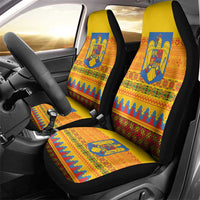Romania Merry Christmas Car Seat Cover Romania Emblem Traditional Folk Art - Polynesian Pride