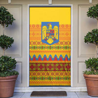 Romania Merry Christmas Door Cover Romania Emblem Traditional Folk Art - Polynesian Pride