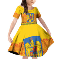 Romania Merry Christmas Family Matching Off Shoulder Short Dress and Hawaiian Shirt Romania Emblem Traditional Folk Art - Polynesian Pride