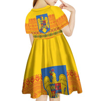 Romania Merry Christmas Kid Short Sleeve Dress Romania Emblem Traditional Folk Art - Polynesian Pride