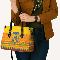 Romania Merry Christmas Leather Bag Romania Emblem Traditional Folk Art - Polynesian Pride