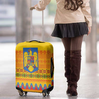 Romania Merry Christmas Luggage Cover Romania Emblem Traditional Folk Art - Polynesian Pride