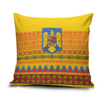 Romania Merry Christmas Pillow Cover Romania Emblem Traditional Folk Art - Polynesian Pride
