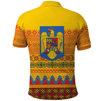 Romania Merry Christmas Polo Shirt Romania Emblem Traditional Folk Art - Polynesian Pride