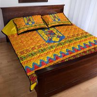 Romania Merry Christmas Quilt Bed Set Romania Emblem Traditional Folk Art - Polynesian Pride