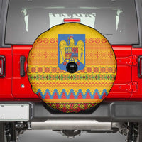 Romania Merry Christmas Spare Tire Cover Romania Emblem Traditional Folk Art - Polynesian Pride