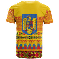 Romania Merry Christmas T Shirt Romania Emblem Traditional Folk Art - Polynesian Pride