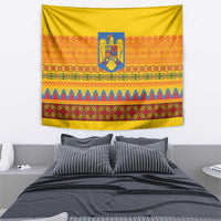 Romania Merry Christmas Tapestry Romania Emblem Traditional Folk Art - Polynesian Pride