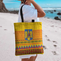 Romania Merry Christmas Tote Bag Romania Emblem Traditional Folk Art - Polynesian Pride