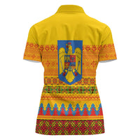 Romania Merry Christmas Women Polo Shirt Romania Emblem Traditional Folk Art - Polynesian Pride
