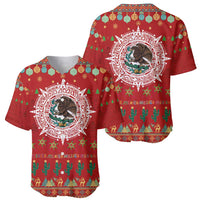 Mexico Merry Christmas Baseball Jersey Mexican Cultural Emblem Xmas Style - Polynesian Pride