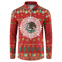 Mexico Merry Christmas Button Sweatshirt Mexican Cultural Emblem Xmas Style - Polynesian Pride