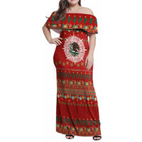 Mexico Merry Christmas Family Matching Off Shoulder Maxi Dress and Hawaiian Shirt Mexican Cultural Emblem Xmas Style - Polynesian Pride