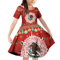 Mexico Merry Christmas Family Matching Off Shoulder Short Dress and Hawaiian Shirt Mexican Cultural Emblem Xmas Style - Polynesian Pride