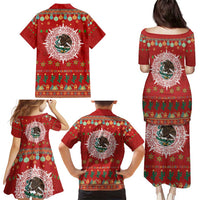 Mexico Merry Christmas Family Matching Puletasi and Hawaiian Shirt Mexican Cultural Emblem Xmas Style - Polynesian Pride