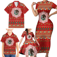 Mexico Merry Christmas Family Matching Short Sleeve Bodycon Dress and Hawaiian Shirt Mexican Cultural Emblem Xmas Style - Polynesian Pride