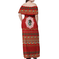 Mexico Merry Christmas Off Shoulder Maxi Dress Mexican Cultural Emblem Xmas Style - Polynesian Pride