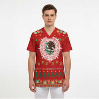 Mexico Merry Christmas Scrub Top Mexican Cultural Emblem Xmas Style - Polynesian Pride