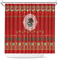 Mexico Merry Christmas Shower Curtain Mexican Cultural Emblem Xmas Style - Polynesian Pride