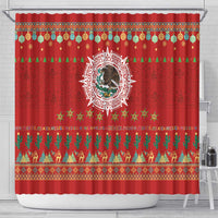 Mexico Merry Christmas Shower Curtain Mexican Cultural Emblem Xmas Style - Polynesian Pride