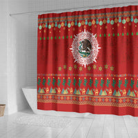 Mexico Merry Christmas Shower Curtain Mexican Cultural Emblem Xmas Style - Polynesian Pride