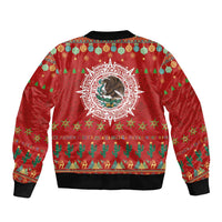 Mexico Merry Christmas Sleeve Zip Bomber Jacket Mexican Cultural Emblem Xmas Style - Polynesian Pride