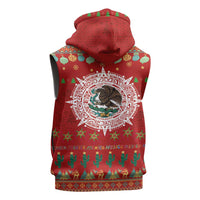 Mexico Merry Christmas Sleeveless Zip Hoodie Mexican Cultural Emblem Xmas Style - Polynesian Pride