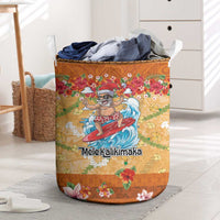 Hawaii Mele Kalikimaka Laundry Basket Funny Santa Claus Surfing on Tropical Plants - Polynesian Pride