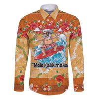 Hawaii Mele Kalikimaka Family Matching Long Sleeve Bodycon Dress and Hawaiian Shirt Funny Santa Claus Surfing on Tropical Plants - Polynesian Pride