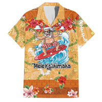 Hawaii Mele Kalikimaka Family Matching Off Shoulder Short Dress and Hawaiian Shirt Funny Santa Claus Surfing on Tropical Plants LT03 Dad's Shirt - Short Sleeve Multicolor - Polynesian Pride
