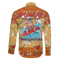 Hawaii Mele Kalikimaka Family Matching Off Shoulder Short Dress and Hawaiian Shirt Funny Santa Claus Surfing on Tropical Plants LT03 - Polynesian Pride