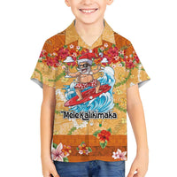 Hawaii Mele Kalikimaka Family Matching Puletasi and Hawaiian Shirt Funny Santa Claus Surfing on Tropical Plants - Polynesian Pride