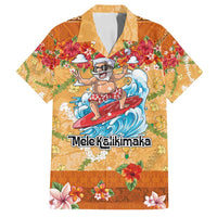 Hawaii Mele Kalikimaka Family Matching Summer Maxi Dress and Hawaiian Shirt Funny Santa Claus Surfing on Tropical Plants - Polynesian Pride