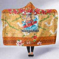 Hawaii Mele Kalikimaka Hooded Blanket Funny Santa Claus Surfing on Tropical Plants - Polynesian Pride