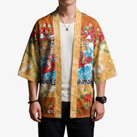 Hawaii Mele Kalikimaka Kimono Funny Santa Claus Surfing on Tropical Plants - Polynesian Pride