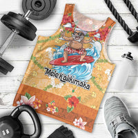 Hawaii Mele Kalikimaka Men Tank Top Funny Santa Claus Surfing on Tropical Plants - Polynesian Pride