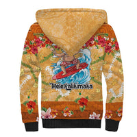 Hawaii Mele Kalikimaka Sherpa Hoodie Funny Santa Claus Surfing on Tropical Plants - Polynesian Pride