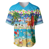 Polynesian Merry Christmas Baseball Jersey Funny Santa Beach Tropical Plant and Turtle LT03 Multicolor - Polynesian Pride