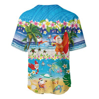 Polynesian Merry Christmas Baseball Jersey Funny Santa Beach Tropical Plant and Turtle LT03 - Polynesian Pride