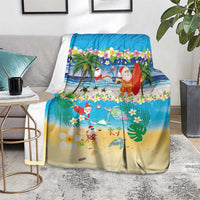 Polynesian Merry Christmas Blanket Funny Santa Beach Tropical Plant and Turtle - Polynesian Pride