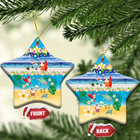 Polynesian Merry Christmas Ceramic Ornament Funny Santa Beach Tropical Plant and Turtle - Polynesian Pride