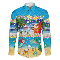 Polynesian Merry Christmas Family Matching Puletasi and Hawaiian Shirt Funny Santa Beach Tropical Plant and Turtle - Polynesian Pride