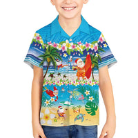 Polynesian Merry Christmas Family Matching Puletasi and Hawaiian Shirt Funny Santa Beach Tropical Plant and Turtle - Polynesian Pride